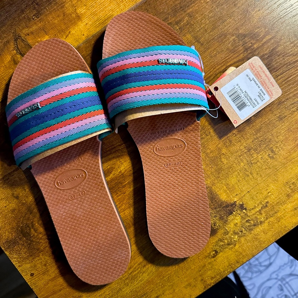 Havaianas Multicolor Slide Sandals size 9/10w NWT